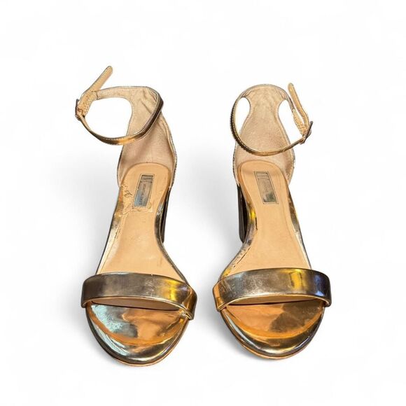 INC International Concepts Women’s Gold metallic block heel sandals Sz 8.5 - Picture 3 of 6